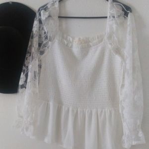 Lace white top